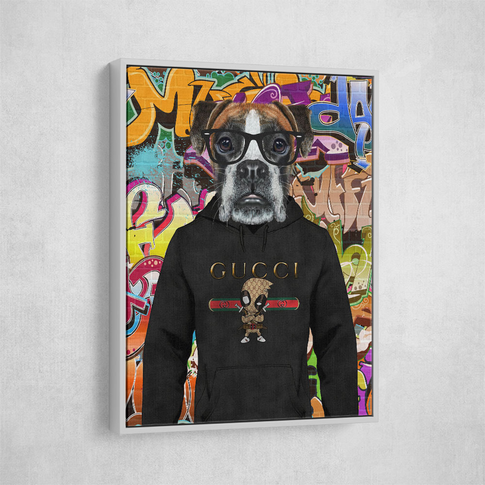 Boxer Dog in a Hoodie Graffiti