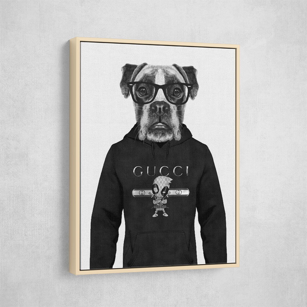 Boxer Dog in a Hoodie Black & White