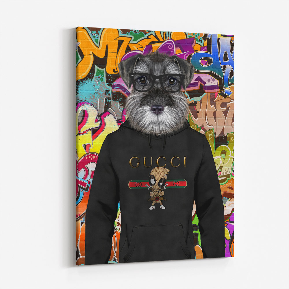 Schnauzer Dog in a Hoodie Graffiti