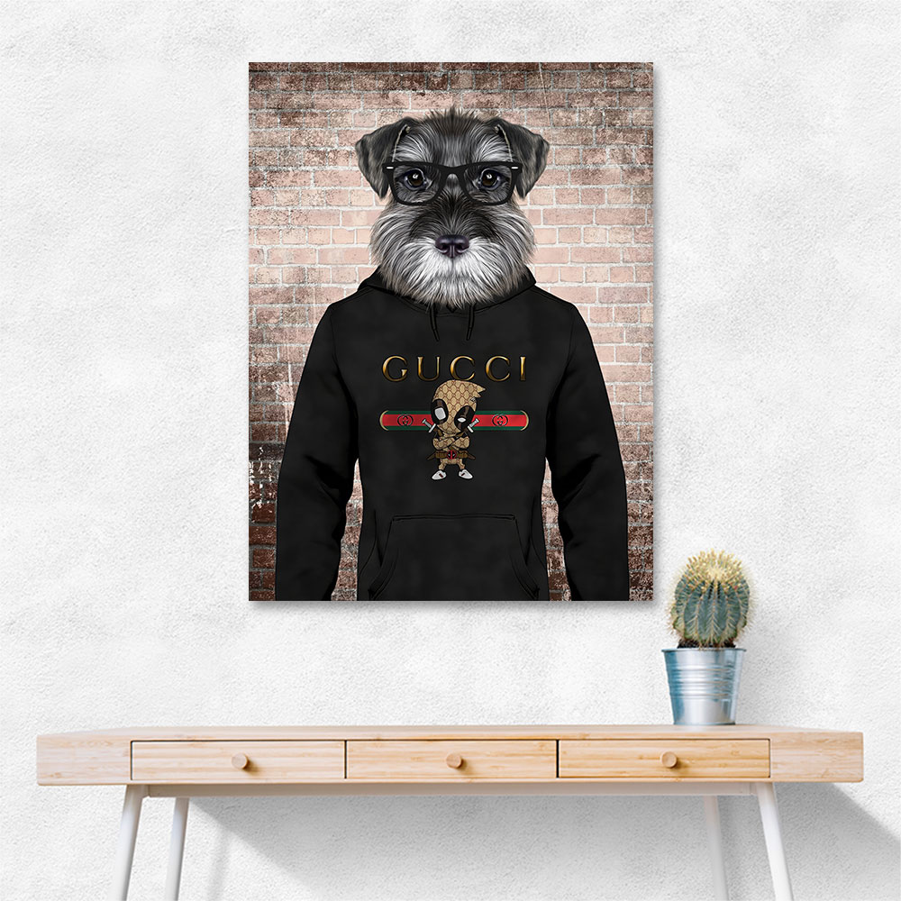 Schnauzer Dog in a Hoodie