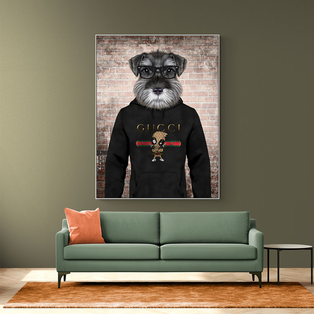 Schnauzer Dog in a Hoodie