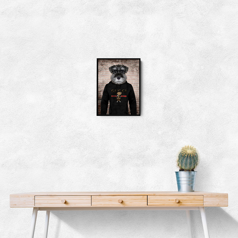 Schnauzer Dog in a Hoodie