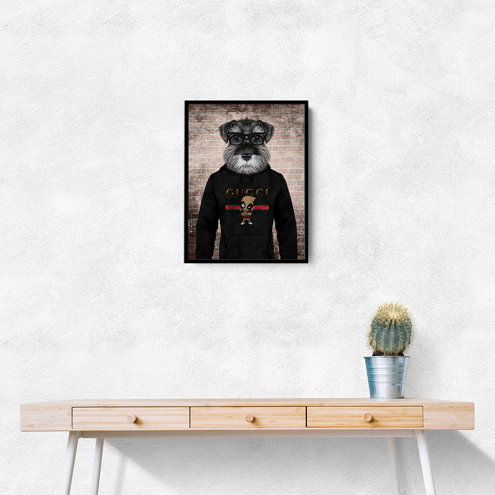 Schnauzer Dog in a Hoodie