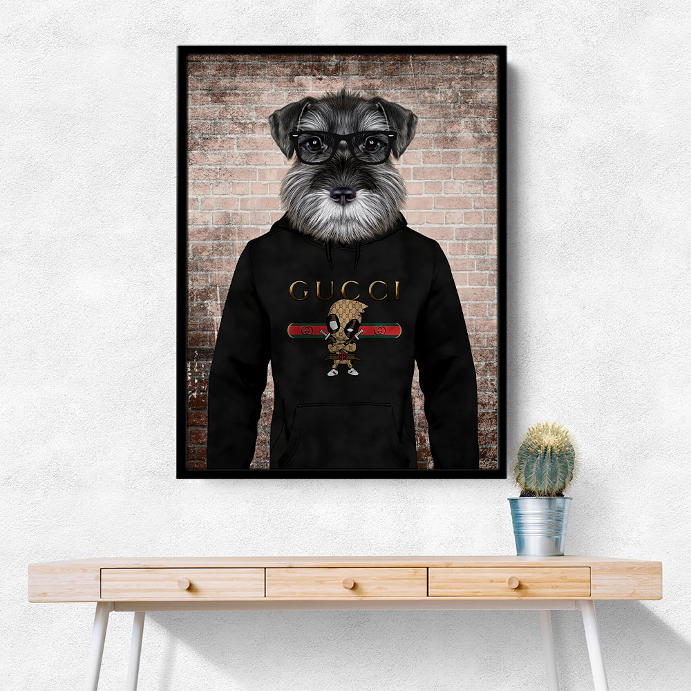 Schnauzer Dog in a Hoodie