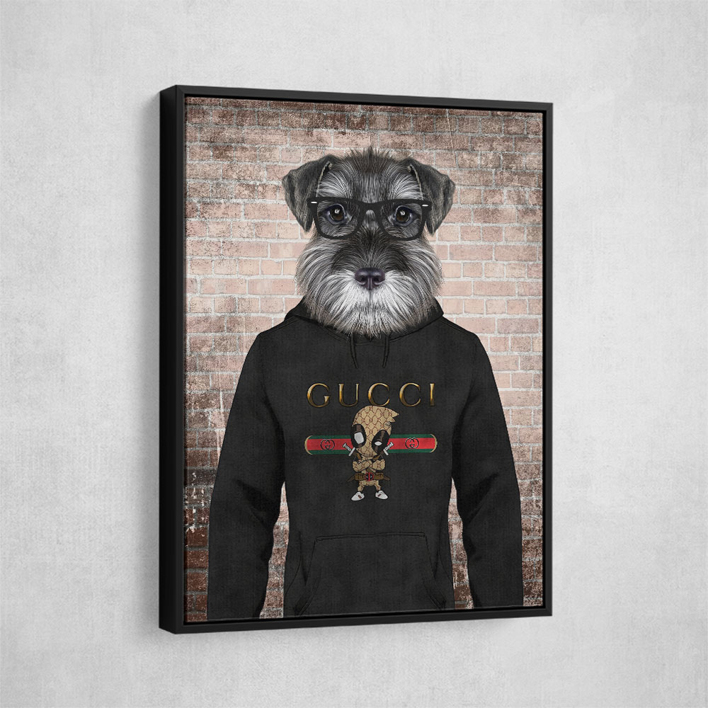 Schnauzer Dog in a Hoodie