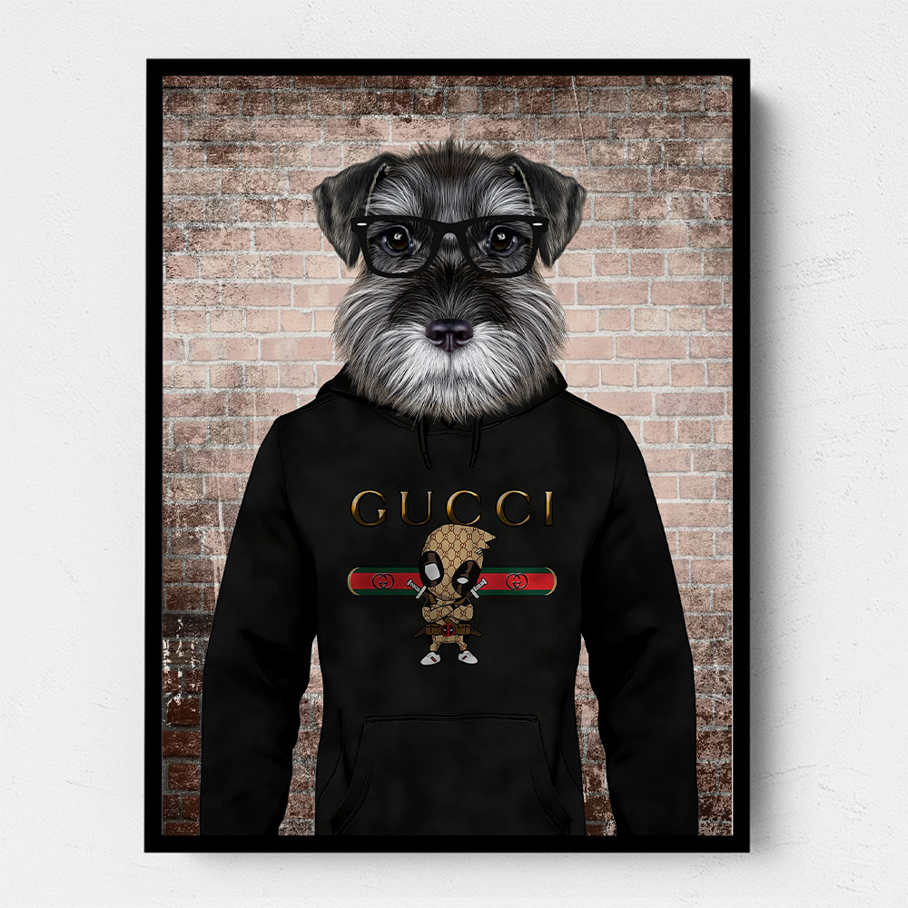 Schnauzer Dog in a Hoodie