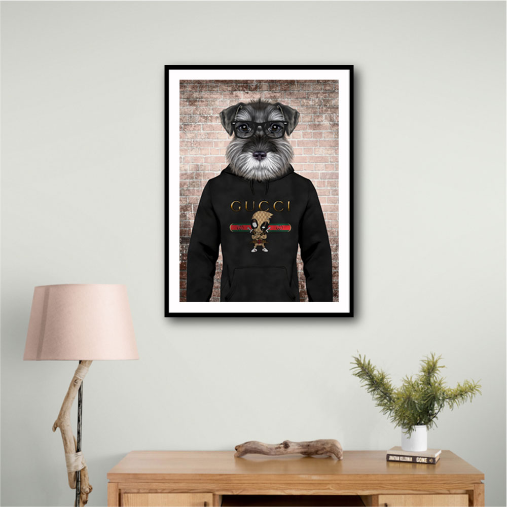 Schnauzer Dog in a Hoodie