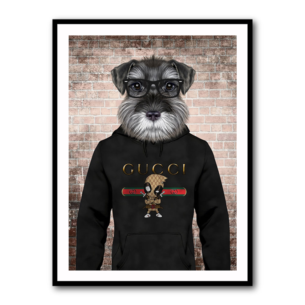 Schnauzer Dog in a Hoodie