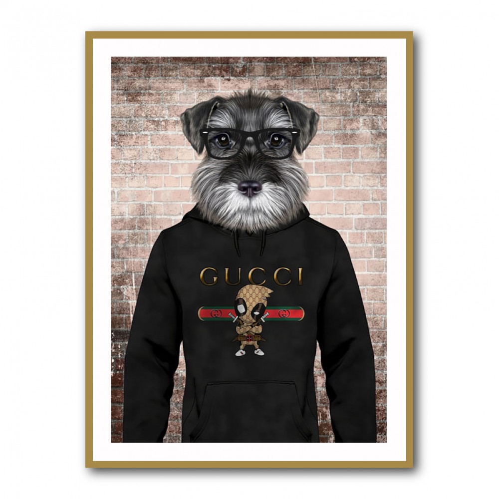 Schnauzer Dog in a Hoodie