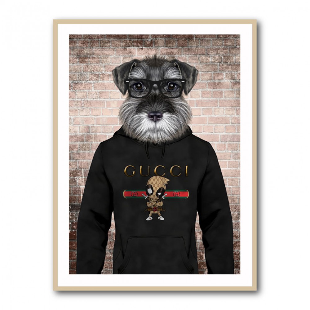 Schnauzer Dog in a Hoodie