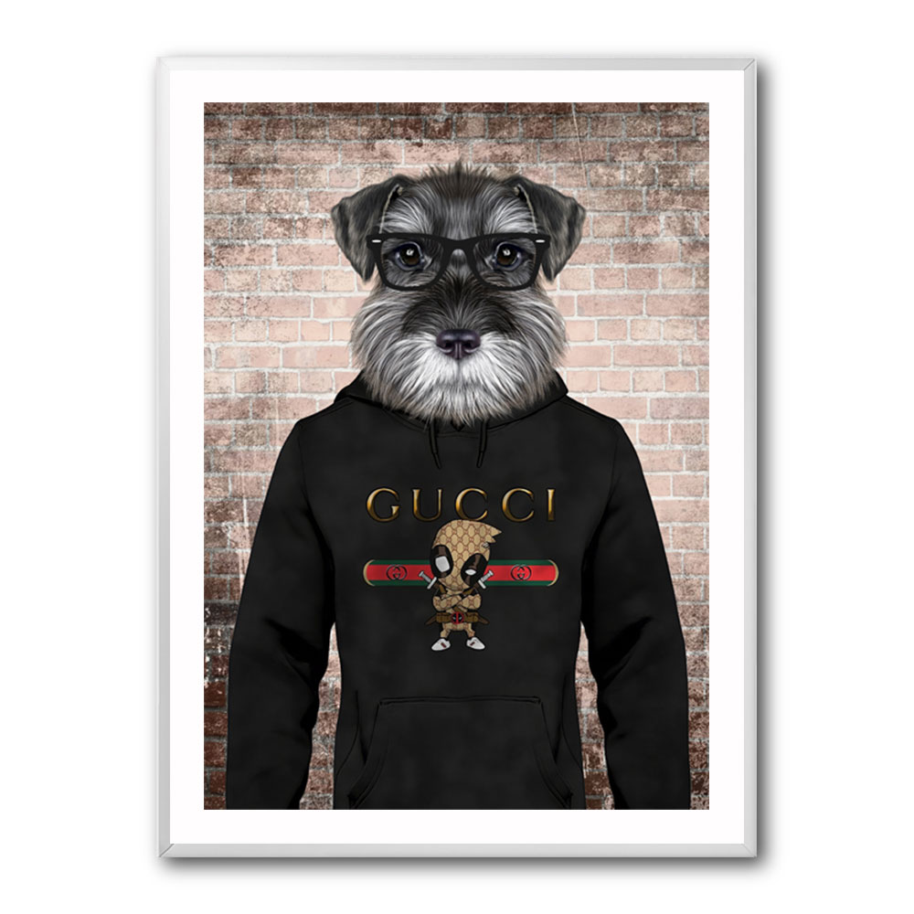 Schnauzer Dog in a Hoodie