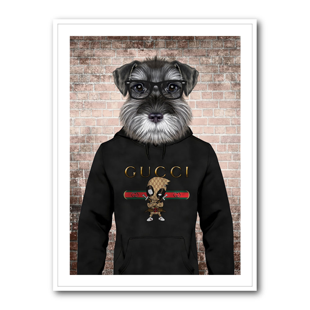 Schnauzer Dog in a Hoodie