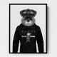 Schnauzer Dog in a Hoodie Black & White