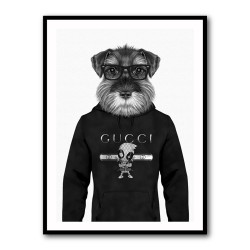 Schnauzer Dog in a Hoodie Black & White
