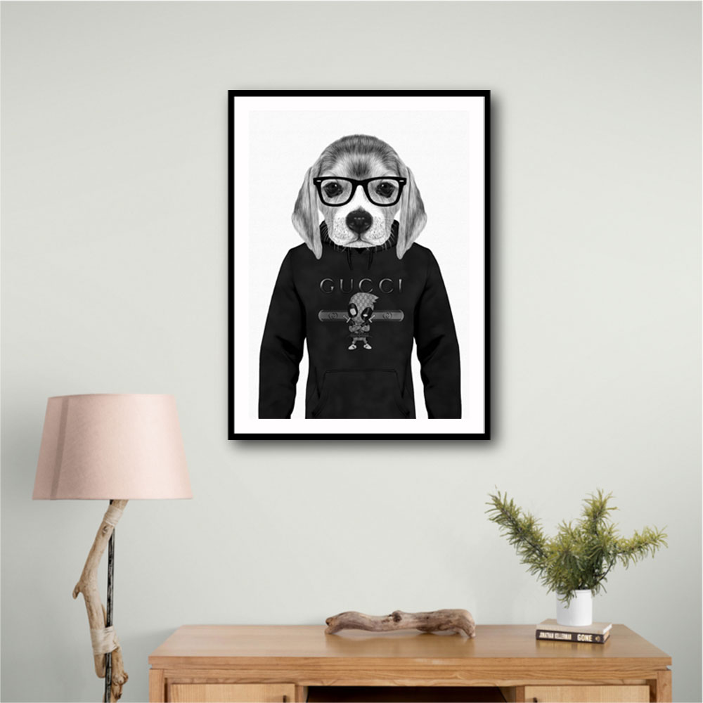 Beagle Hoodie Black and White