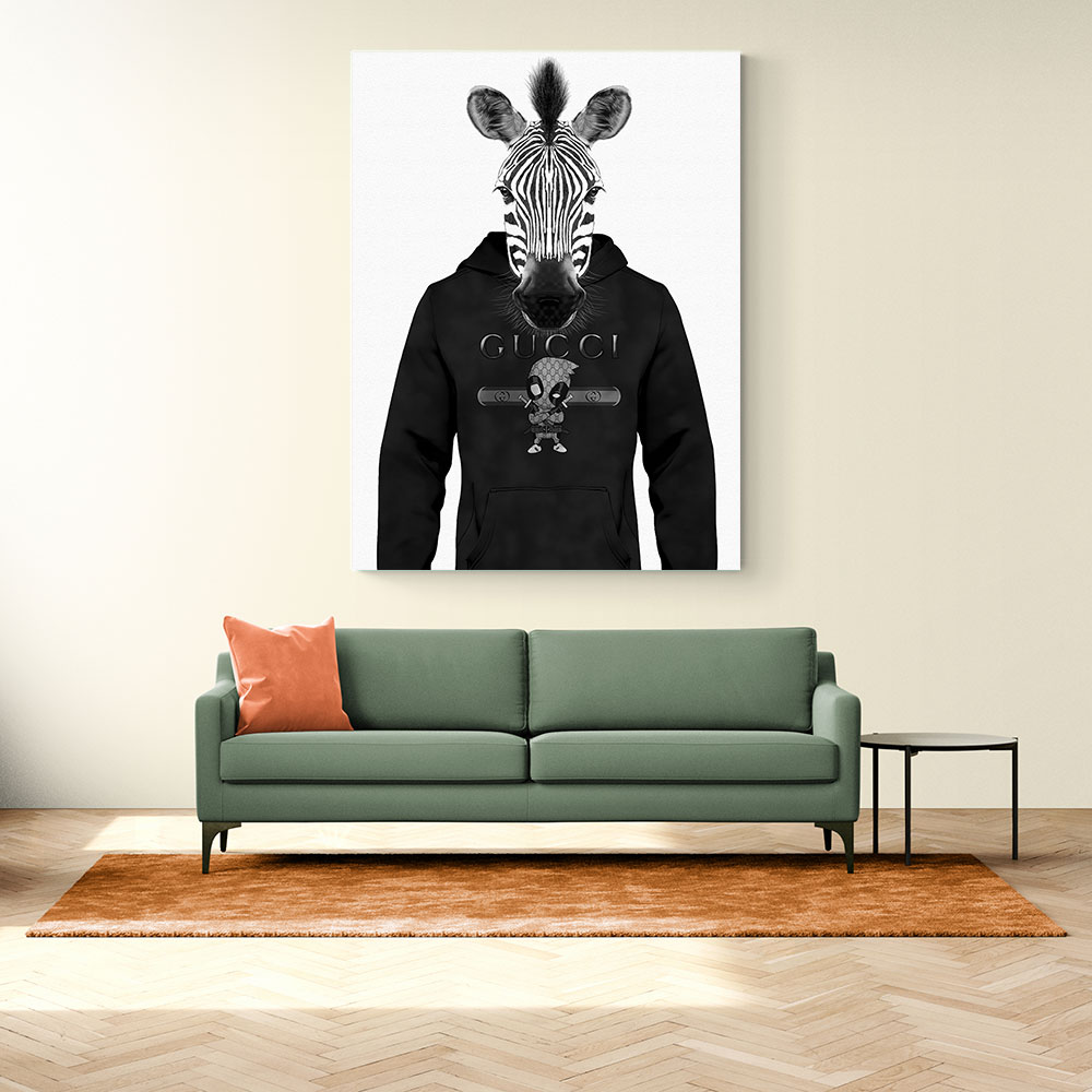 Zebra in a Hoodie Black & White Zebra in a Hoodie Black & White