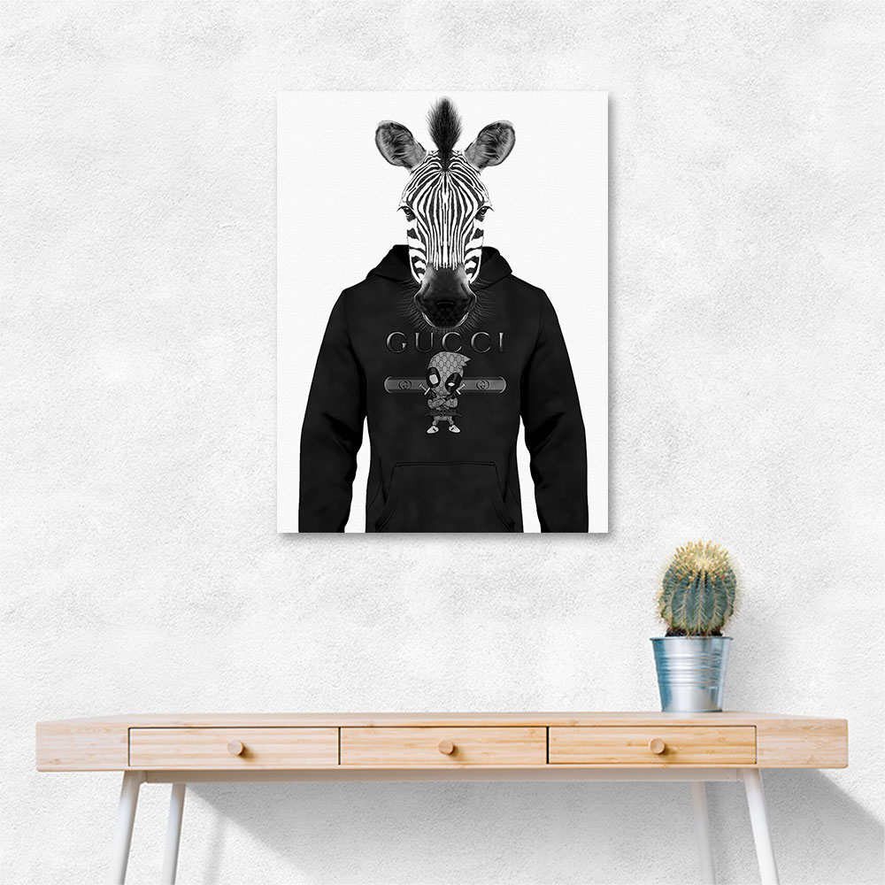 Zebra in a Hoodie Black & White Zebra in a Hoodie Black & White