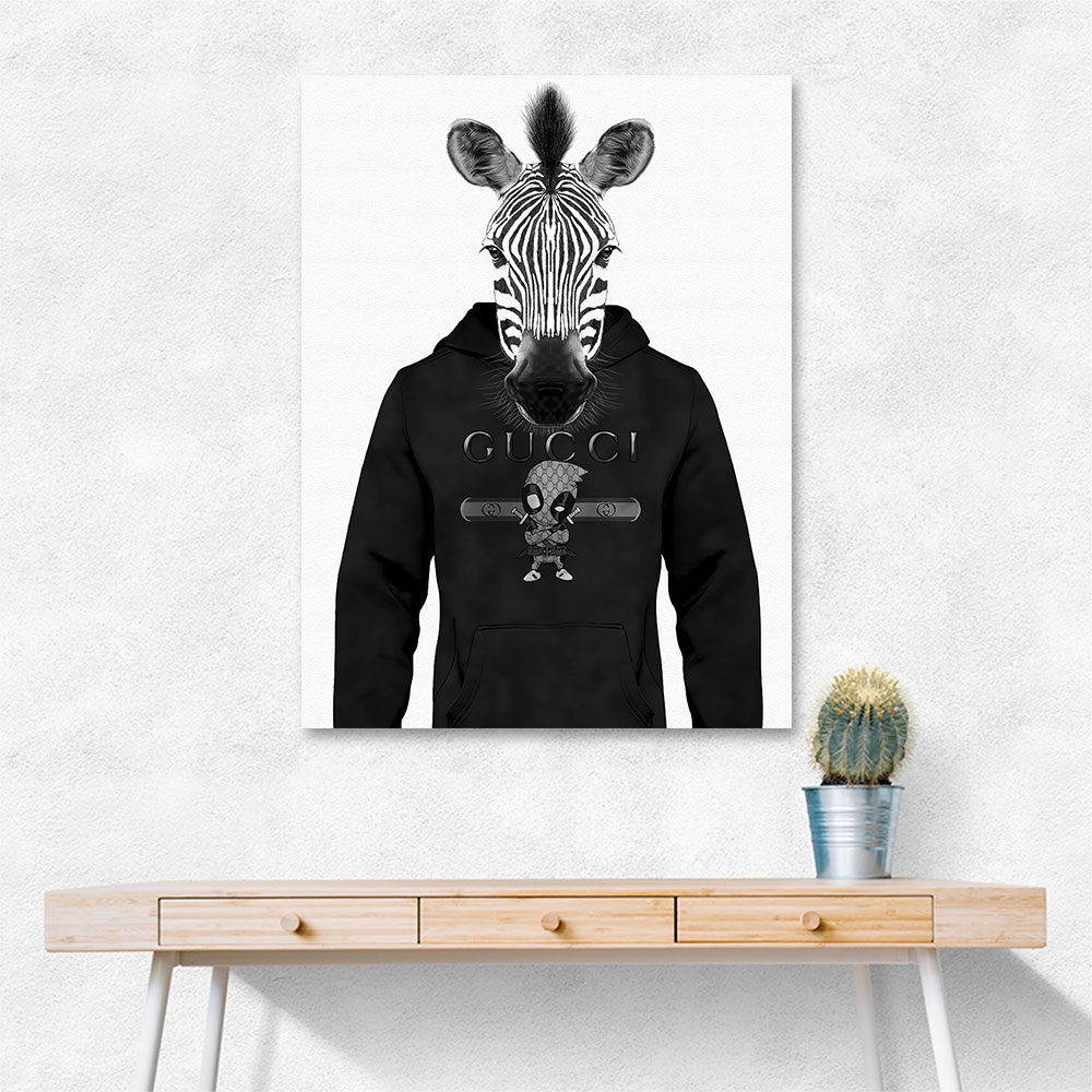Zebra in a Hoodie Black & White Zebra in a Hoodie Black & White