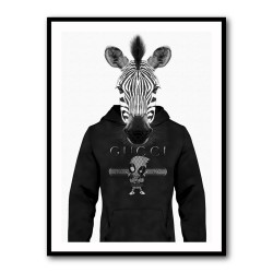 Zebra in a Hoodie Black & White