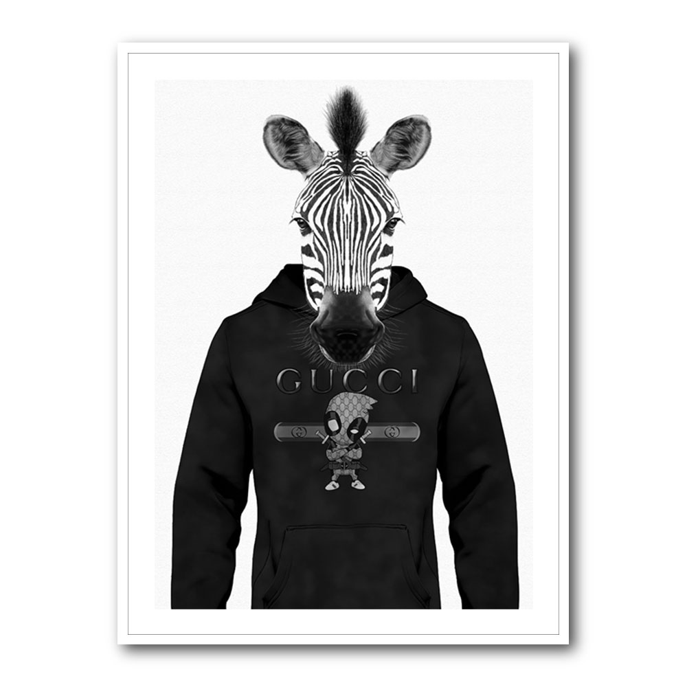 Zebra in a Hoodie Black & White Zebra in a Hoodie Black & White
