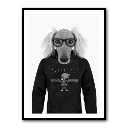 Saluki in a Hoodie Black & White