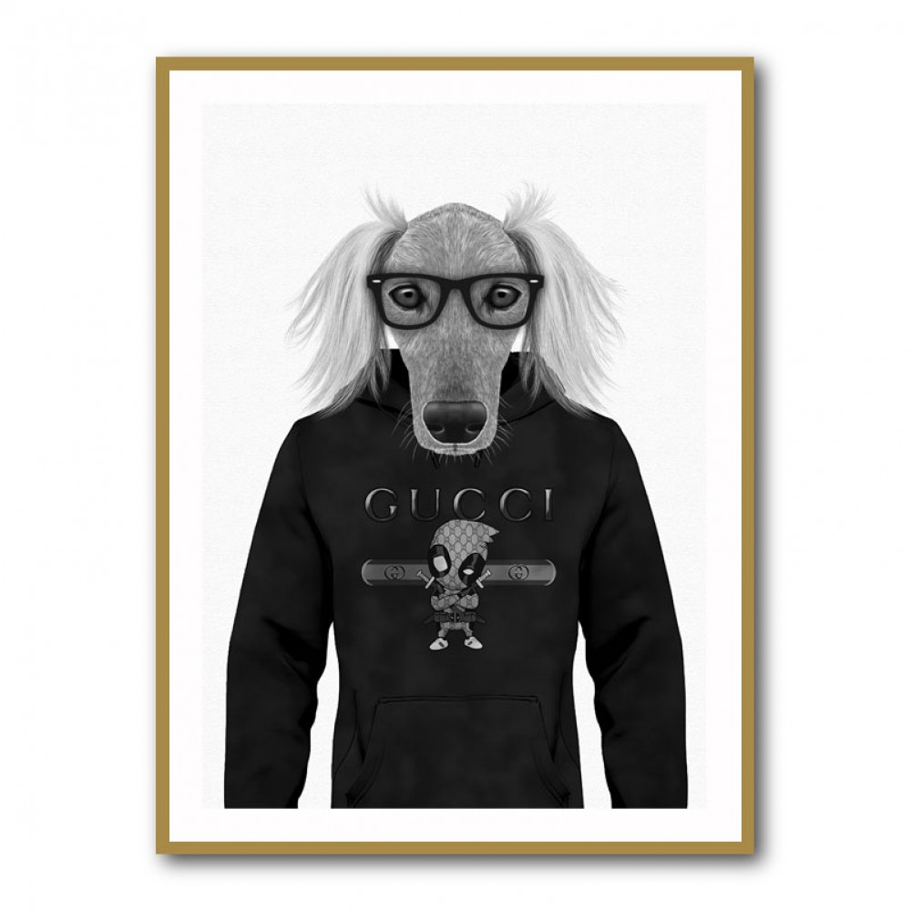 Saluki in a Hoodie Black & White