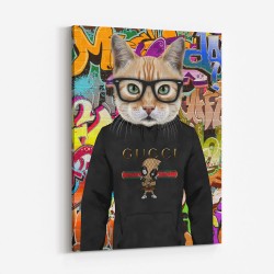 Ginger Cat in a Hoodie Graffiti