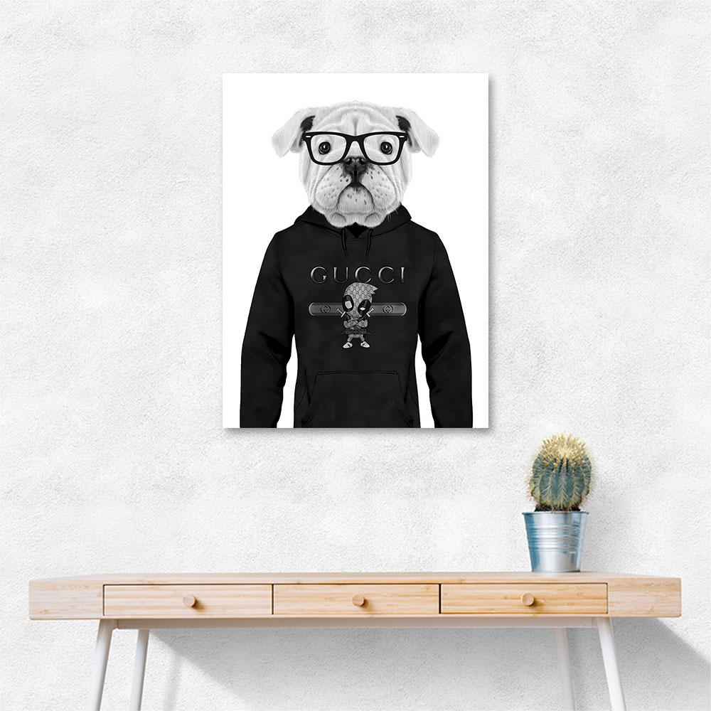 Bulldog Hoodie Black and White