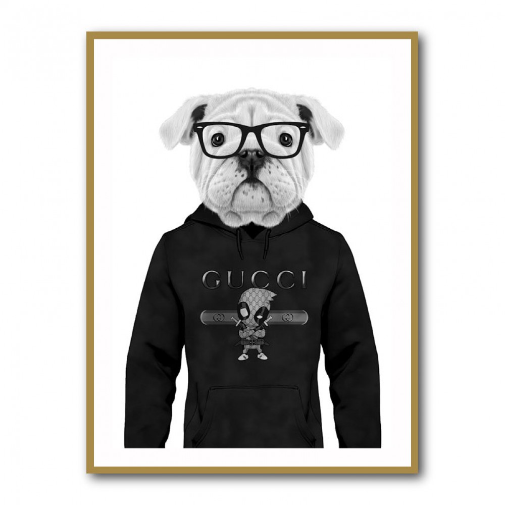 Bulldog Hoodie Black and White