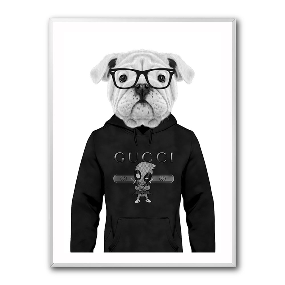 Bulldog Hoodie Black and White