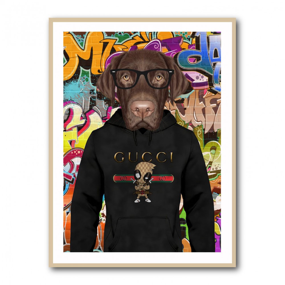 Chocolate Labrador Hoodie Graffiti