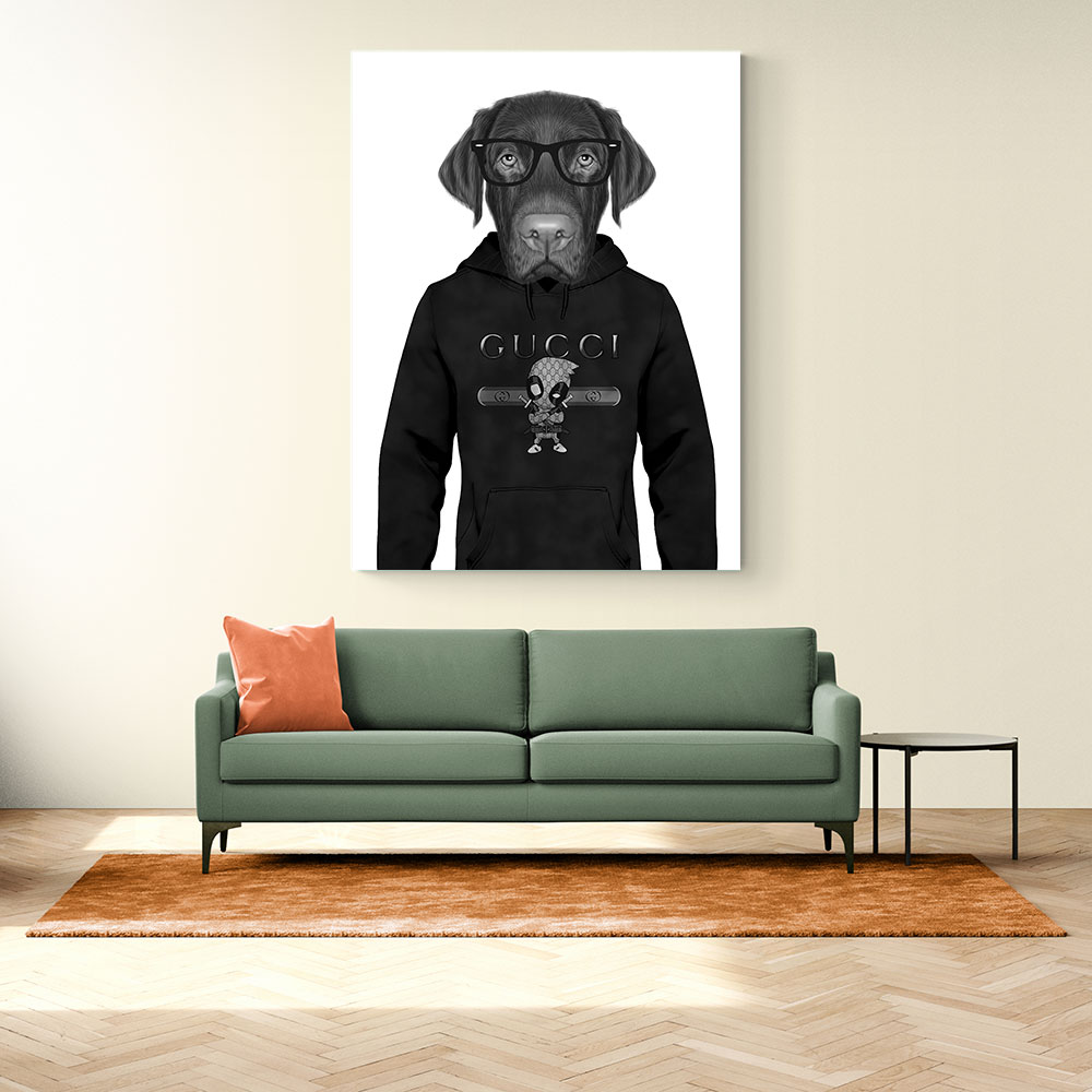 Chocolate Labrador Hoodie Black and White