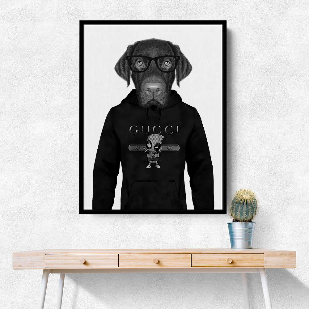 Chocolate Labrador Hoodie Black and White