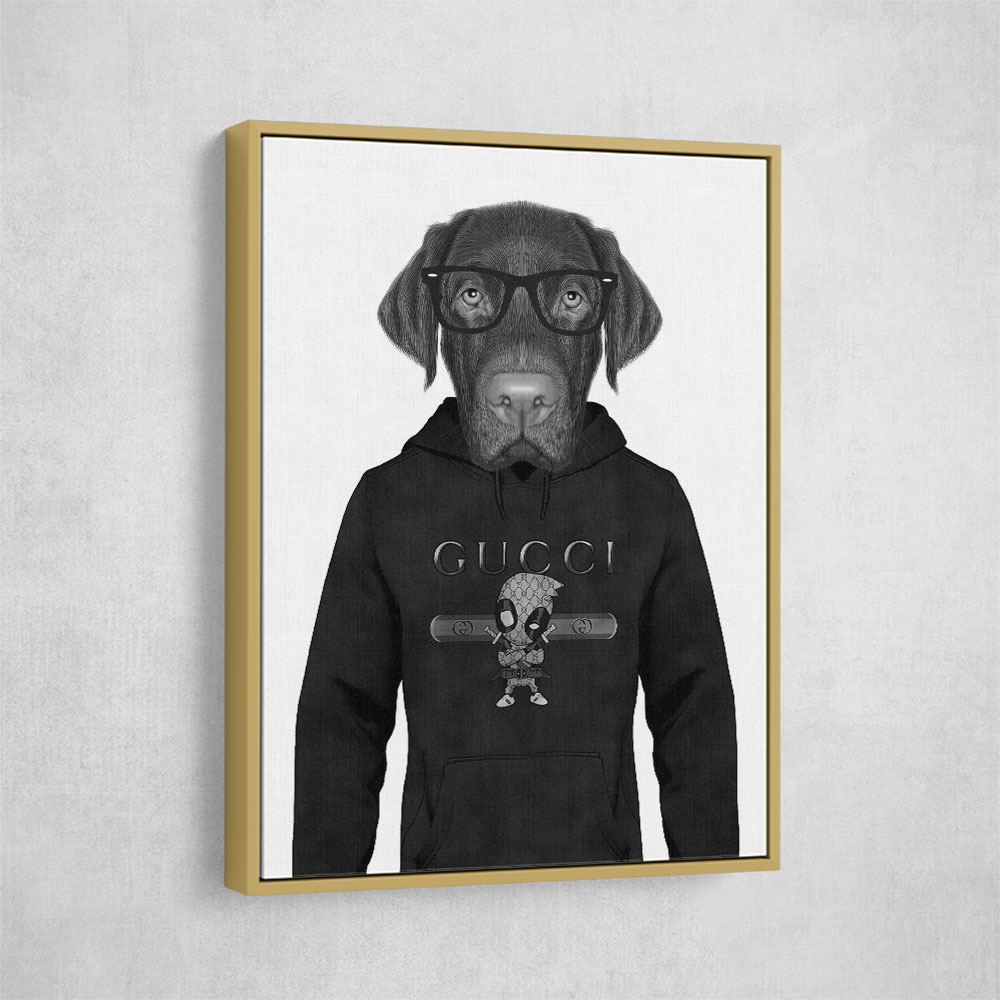 Chocolate Labrador Hoodie Black and White