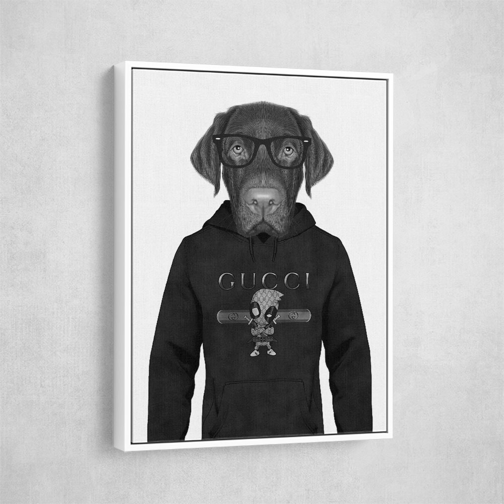 Chocolate Labrador Hoodie Black and White