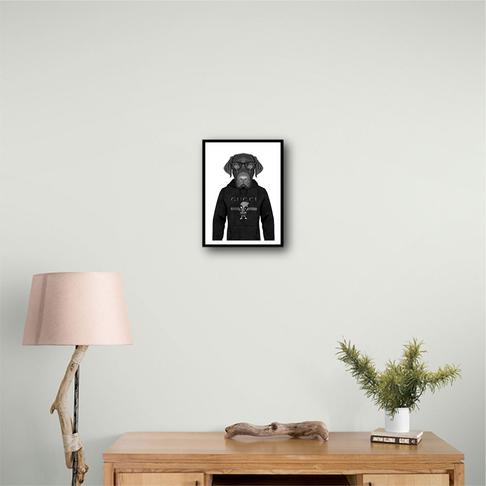 Chocolate Labrador Hoodie Black and White