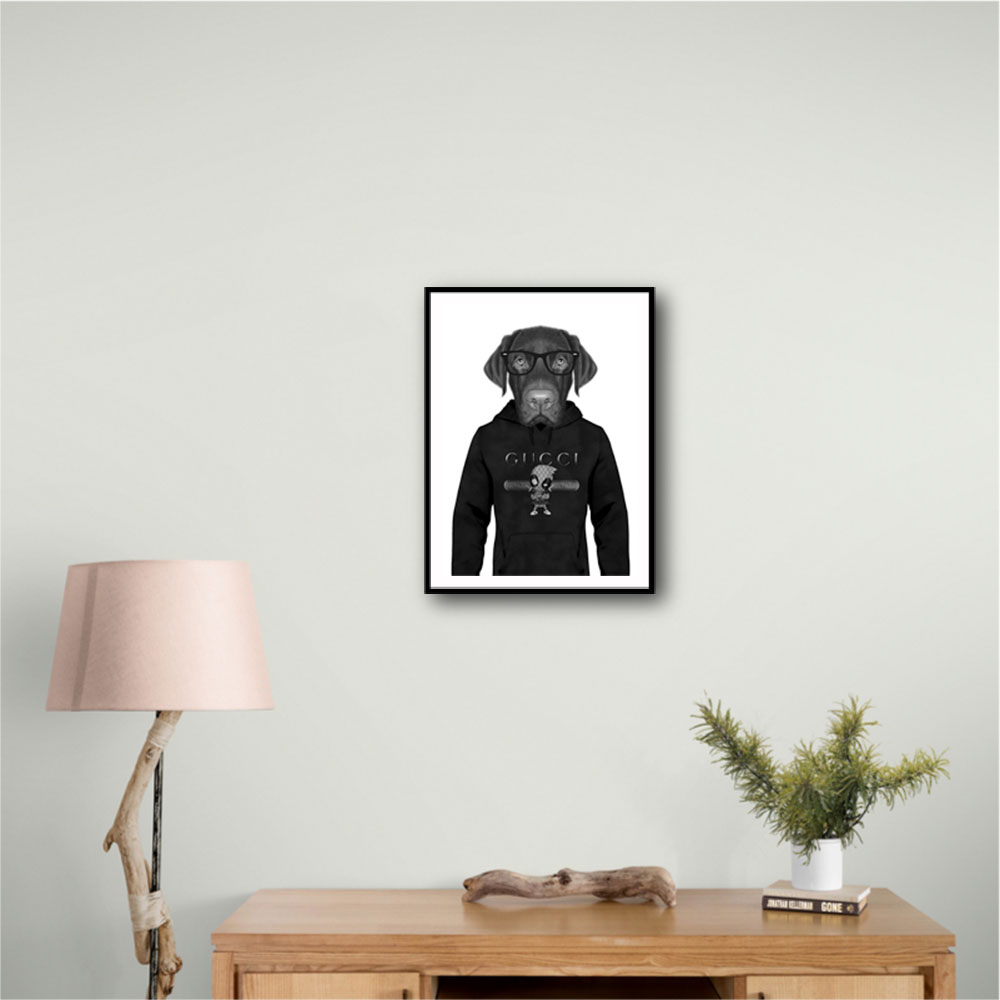 Chocolate Labrador Hoodie Black and White