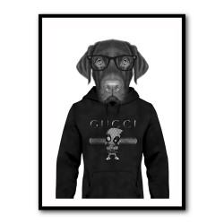 Chocolate Labrador Hoodie Black and White