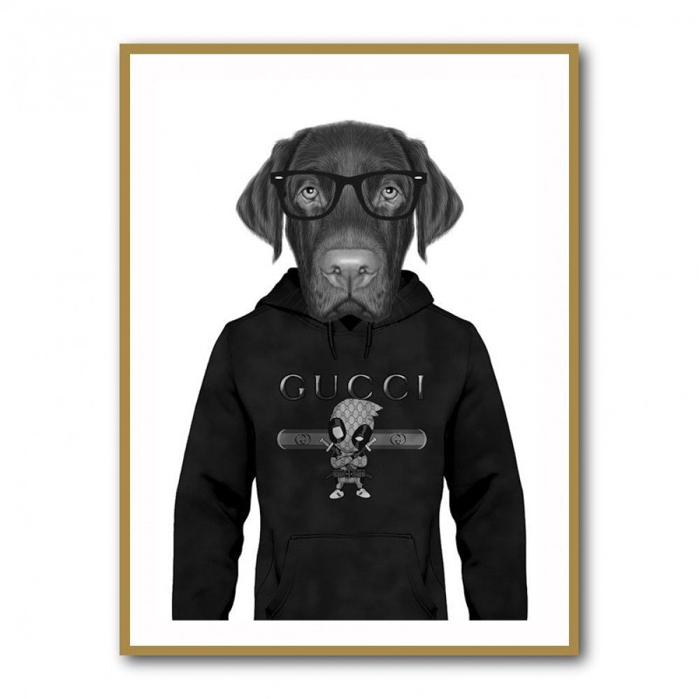 Chocolate Labrador Hoodie Black and White