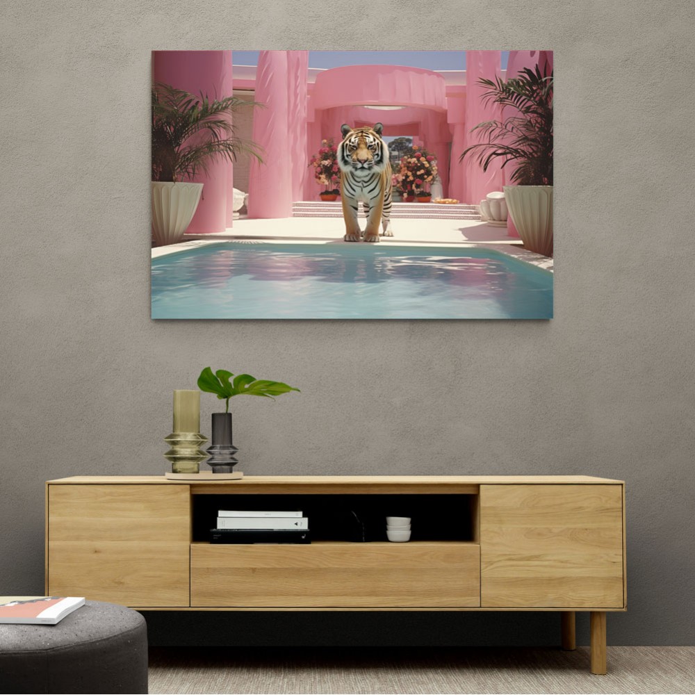 Tiger at The Pool Wall Art