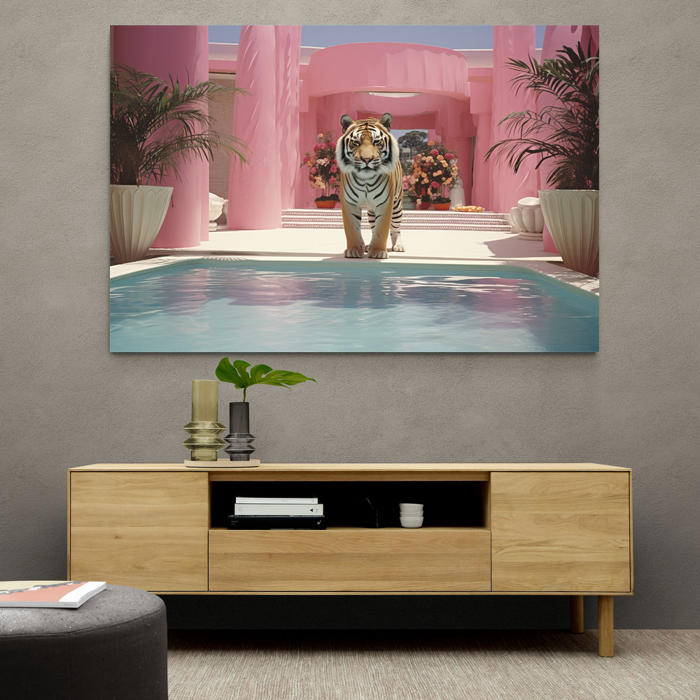 Tiger at The Pool Wall Art