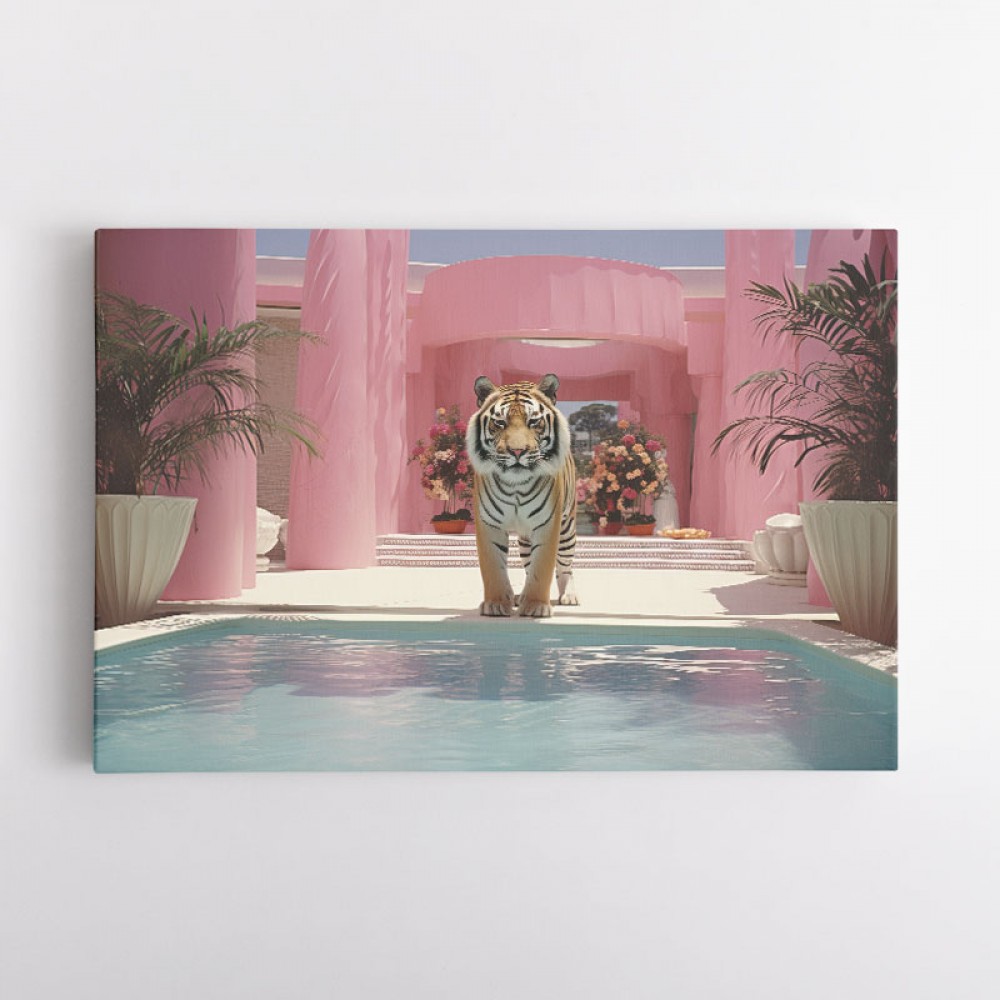 Tiger at The Pool Wall Art