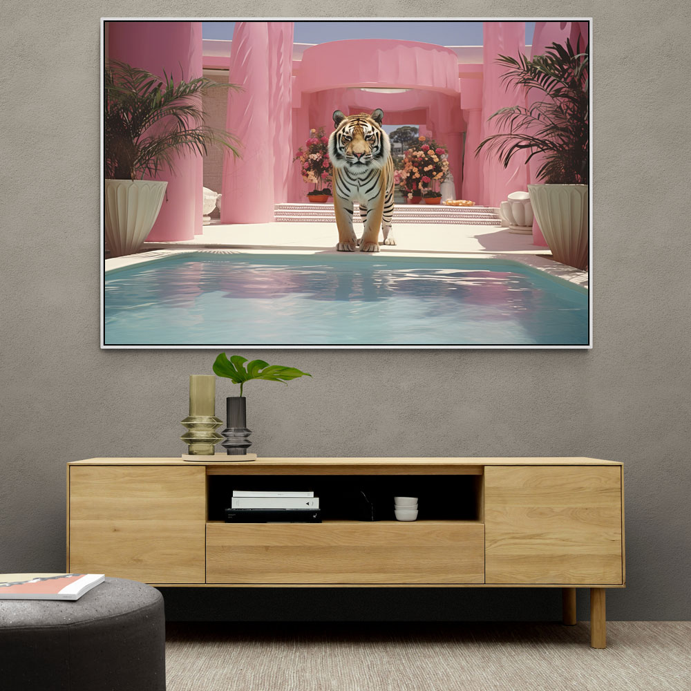 Tiger at The Pool Wall Art