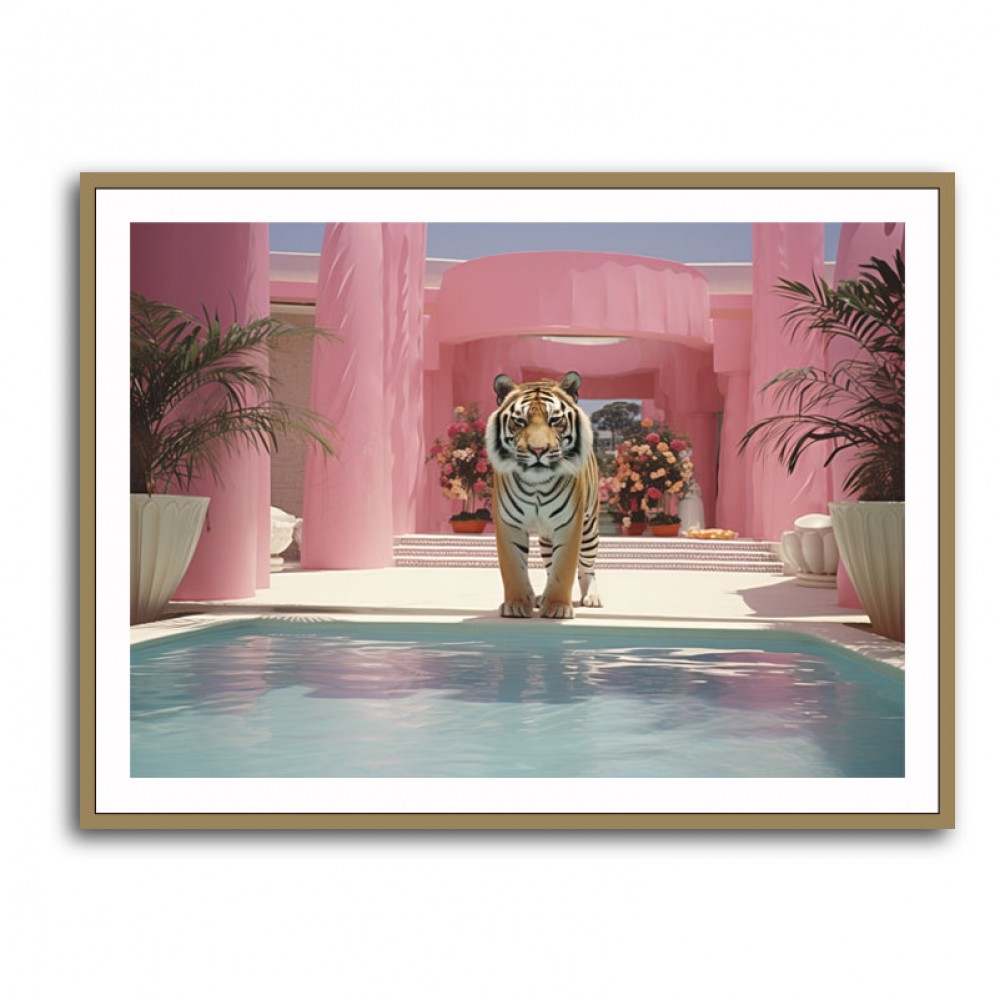 Tiger at The Pool Wall Art