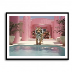 Tiger at The Pool Wall Art