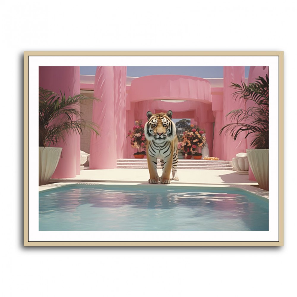 Tiger at The Pool Wall Art