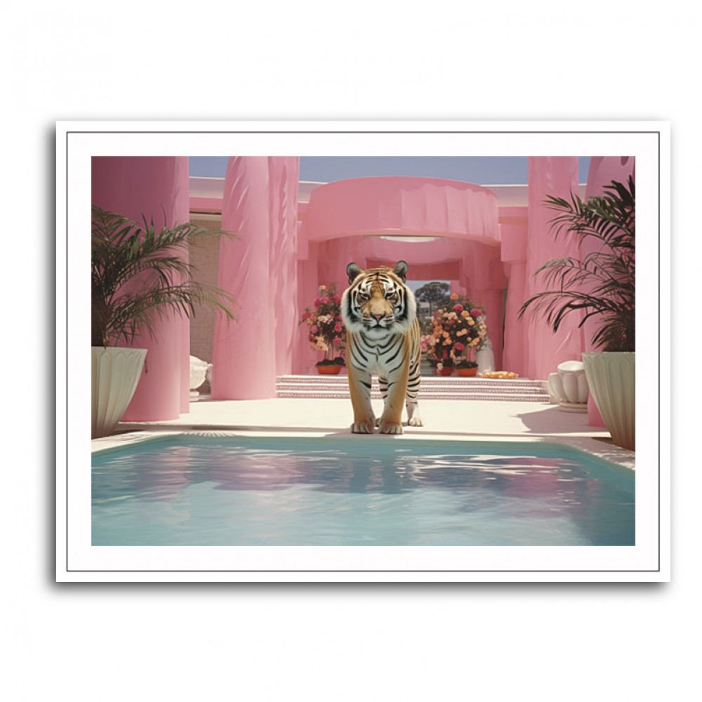 Tiger at The Pool Wall Art