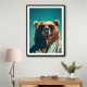 Framed Print Size:: Extra Large 90 x 120 cm Cool Brown Bear Wall Art