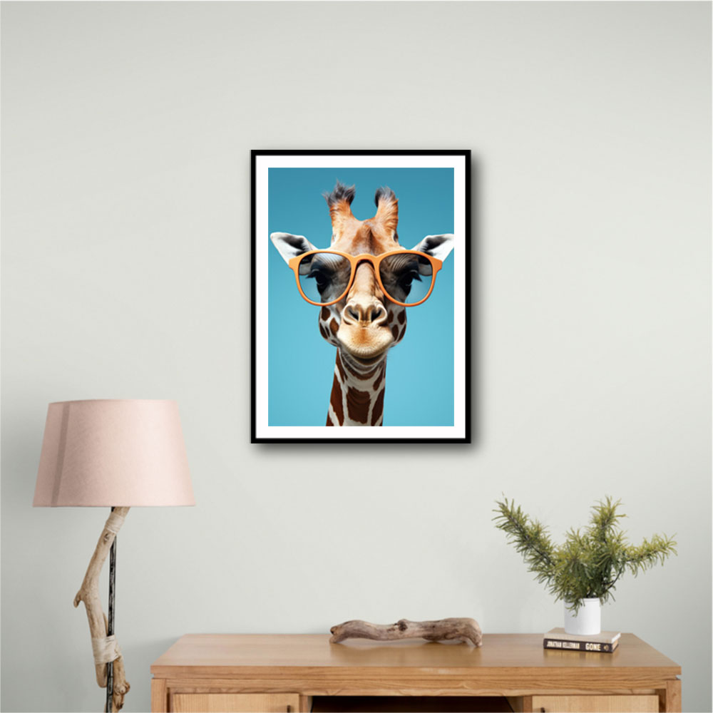 Giraffe In Glasses Wall Art
