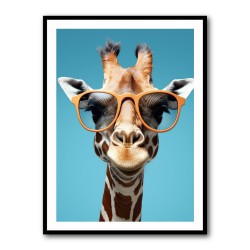 Giraffe In Glasses Wall Art